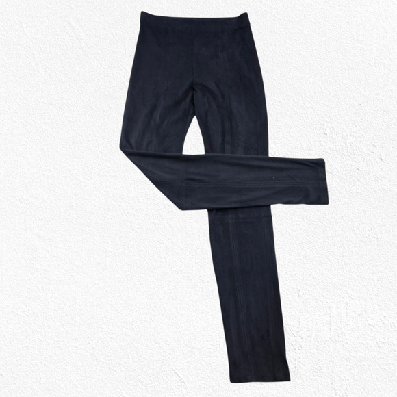 Max Mara Leisure Black Faux Suede Matte Jersey Straight Slim Pants Size Medium - Picture 2 of 8